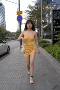 高清街拍黄色短裙妹子魅力写真